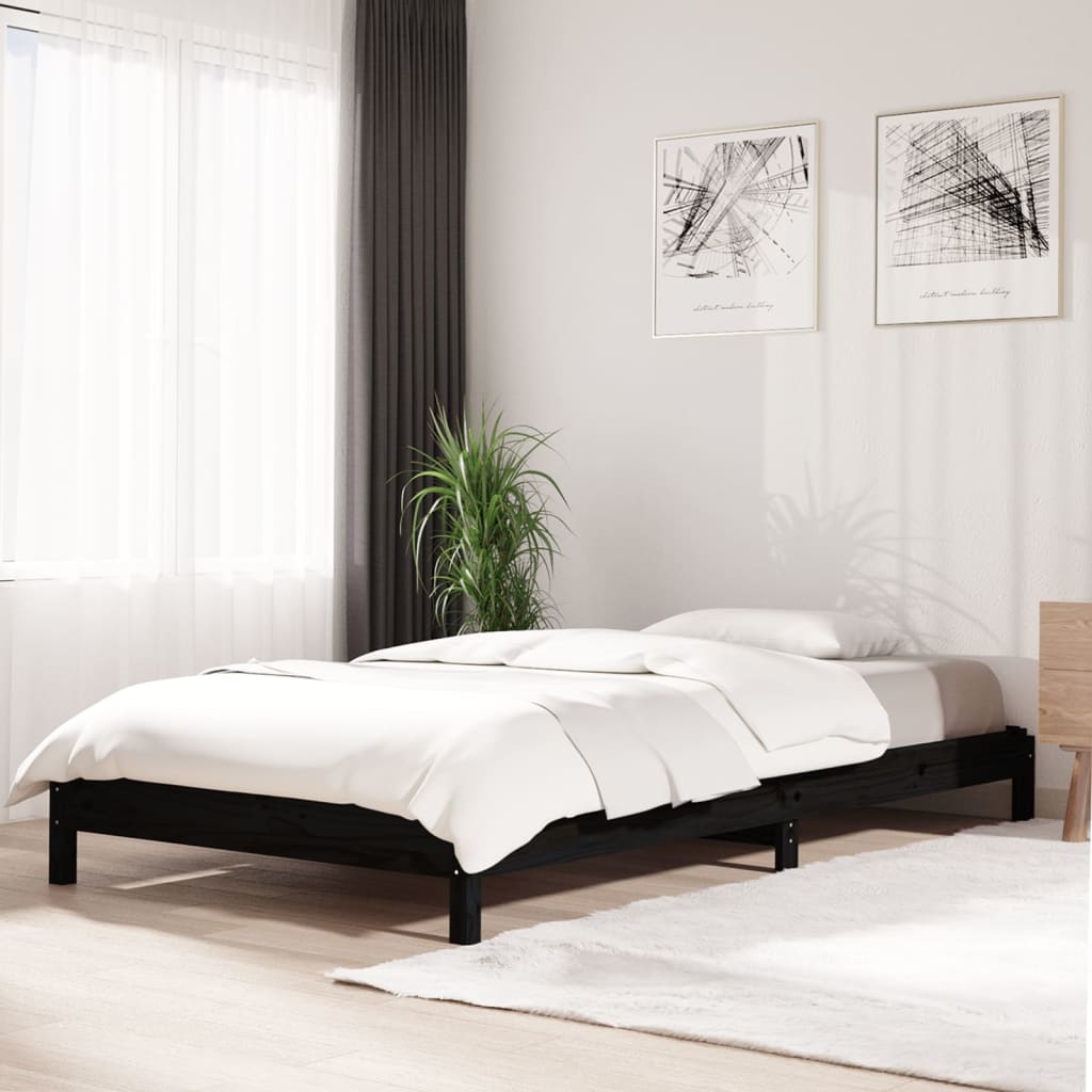 Pinottava sänky musta 100x200 cm täysi mänty