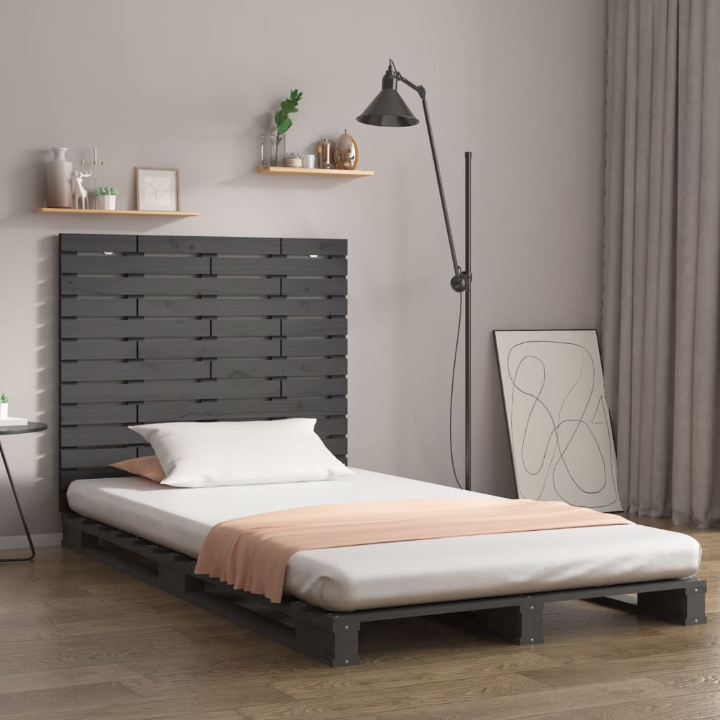 Sängynpääty seinälle harmaa 106x3x91,5 cm täysi mänty