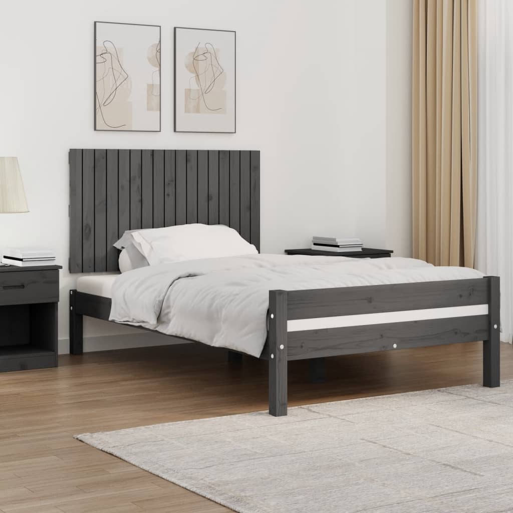 Sängynpääty seinälle harmaa 108x3x60 cm täysi mänty