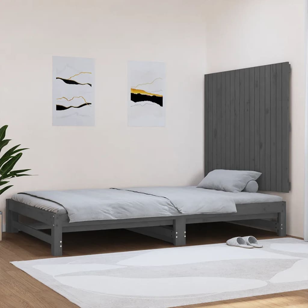 Sängynpääty seinälle harmaa 108x3x90 cm täysi mänty