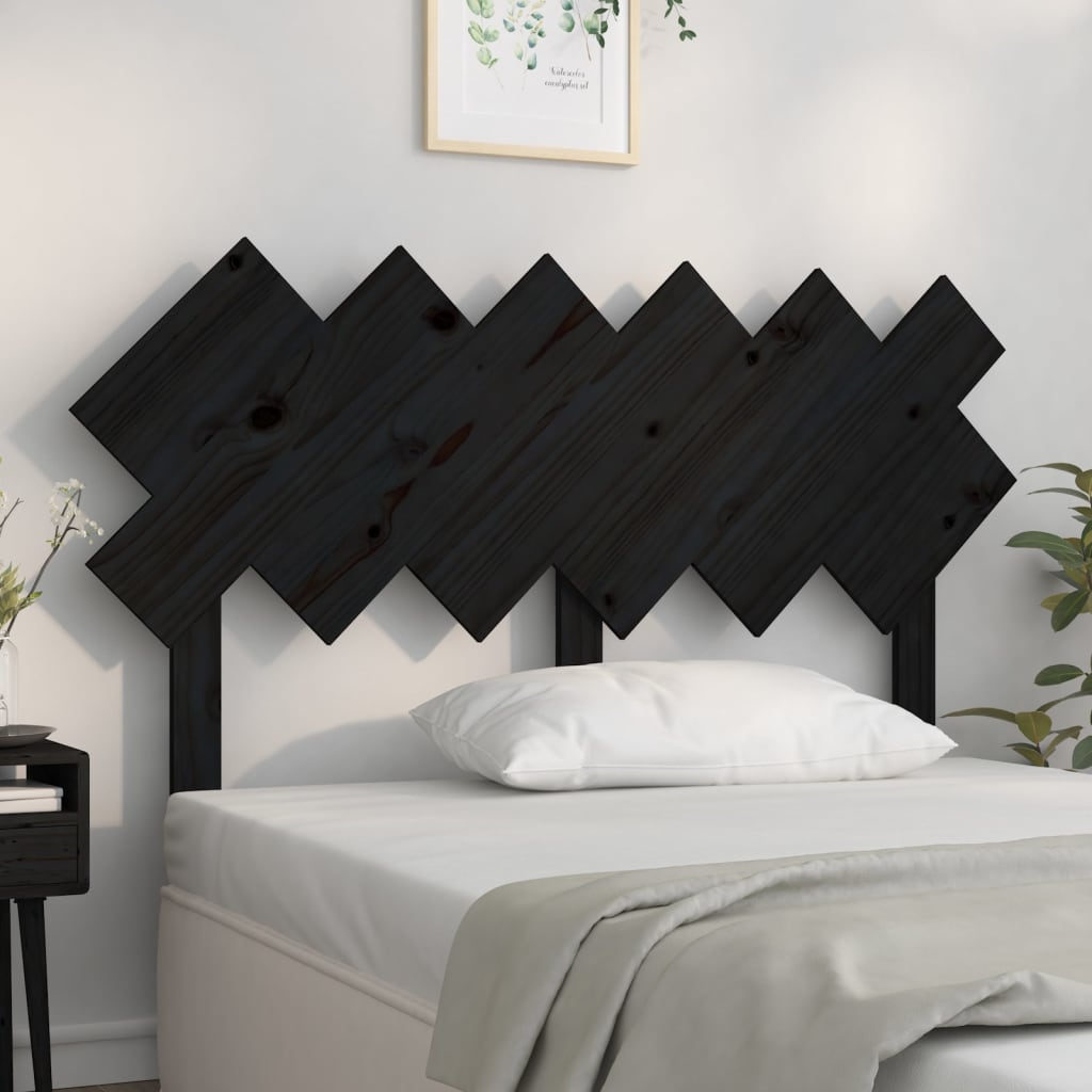 Sängynpääty musta 132x3x81 cm täysi mänty