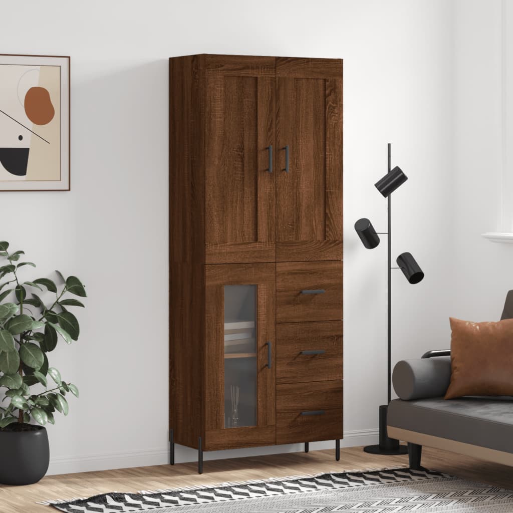 Kaappi ruskea tammi 69,5x34x180 cm tekninen puu