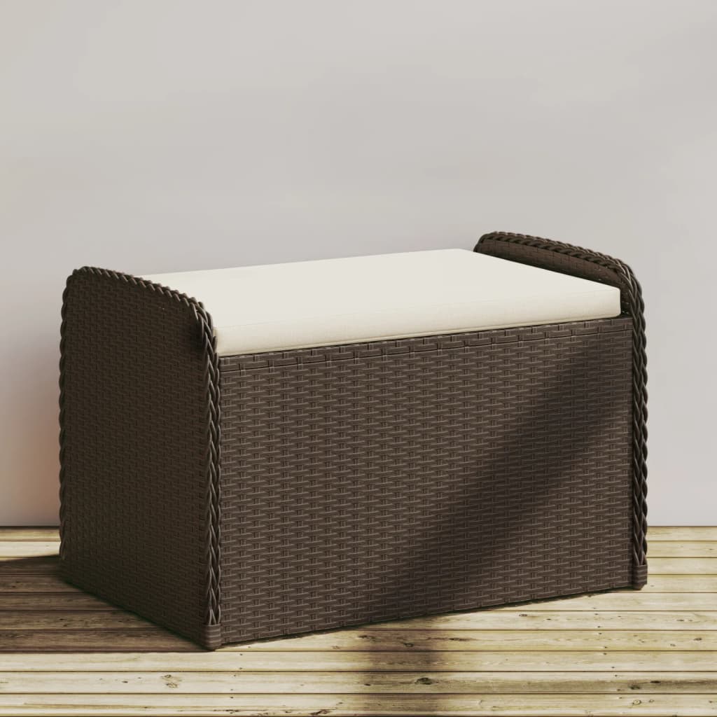 Säilytyspenkki tyynyllä musta polyrottinki 80x51x52 cm