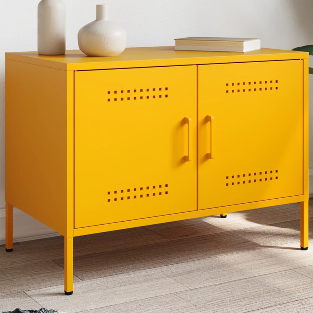 TV-taso sinapinkeltainen 68x39x50,5 cm teräs