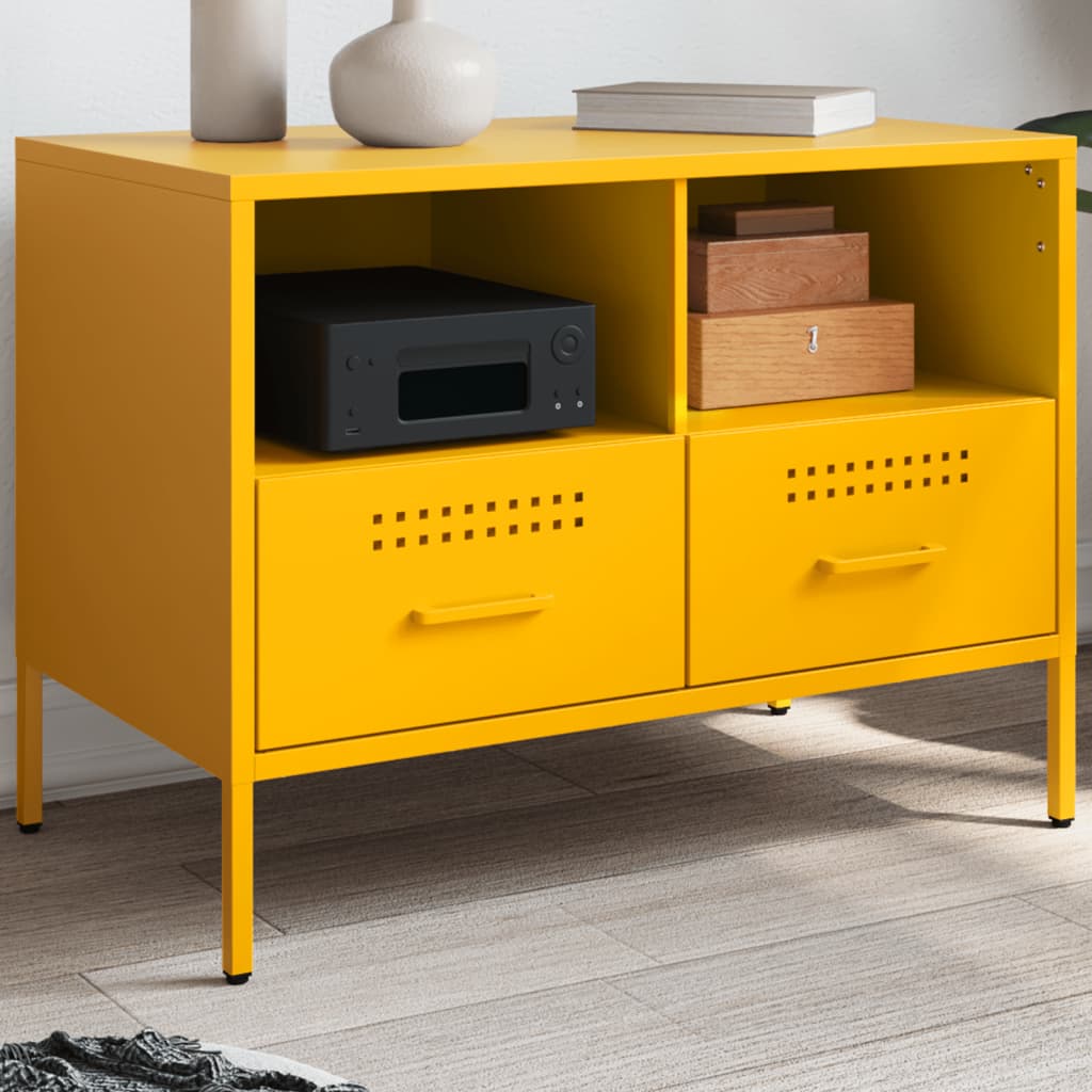 TV-taso sinapinkeltainen 68x39x50,5 cm teräs
