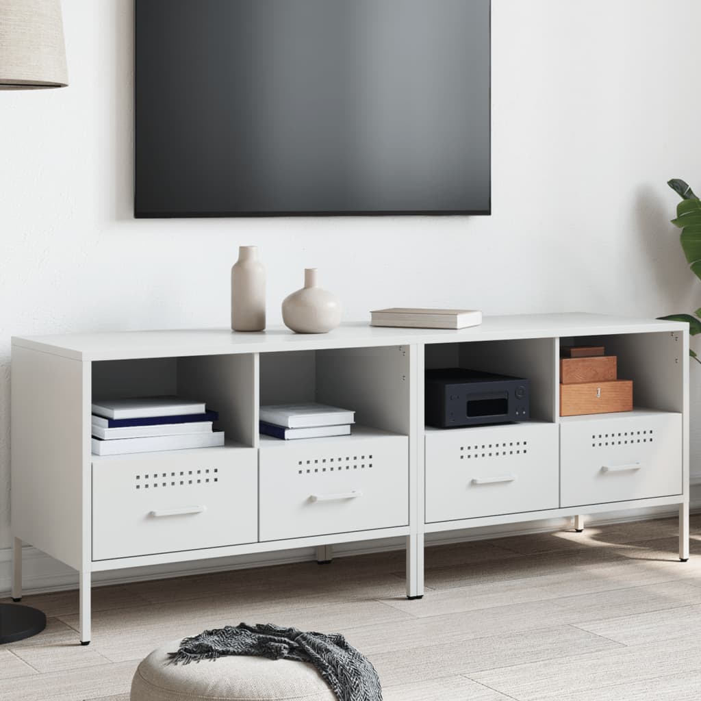 TV-tasot 2 kpl valkoinen 68x39x50,5 cm teräs