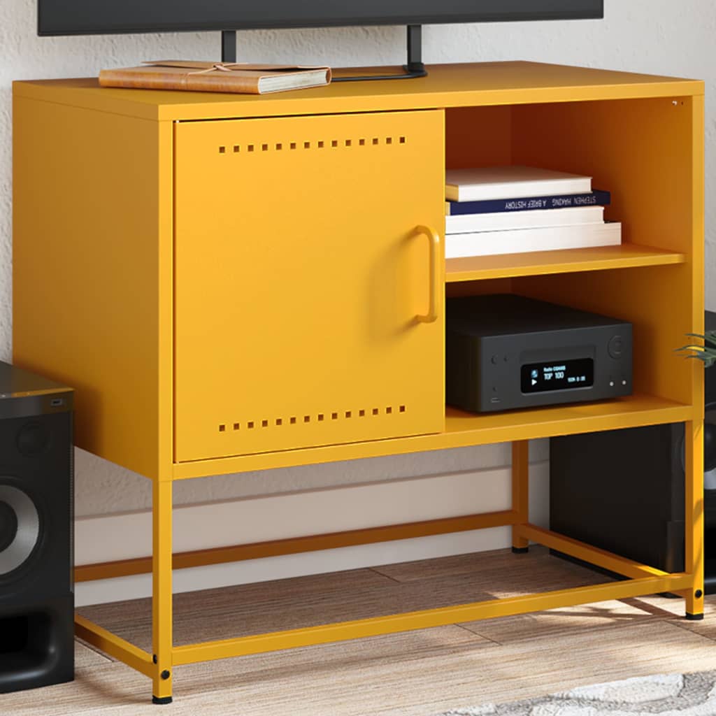 TV-taso sinapinkeltainen 68x39x60,5 cm teräs
