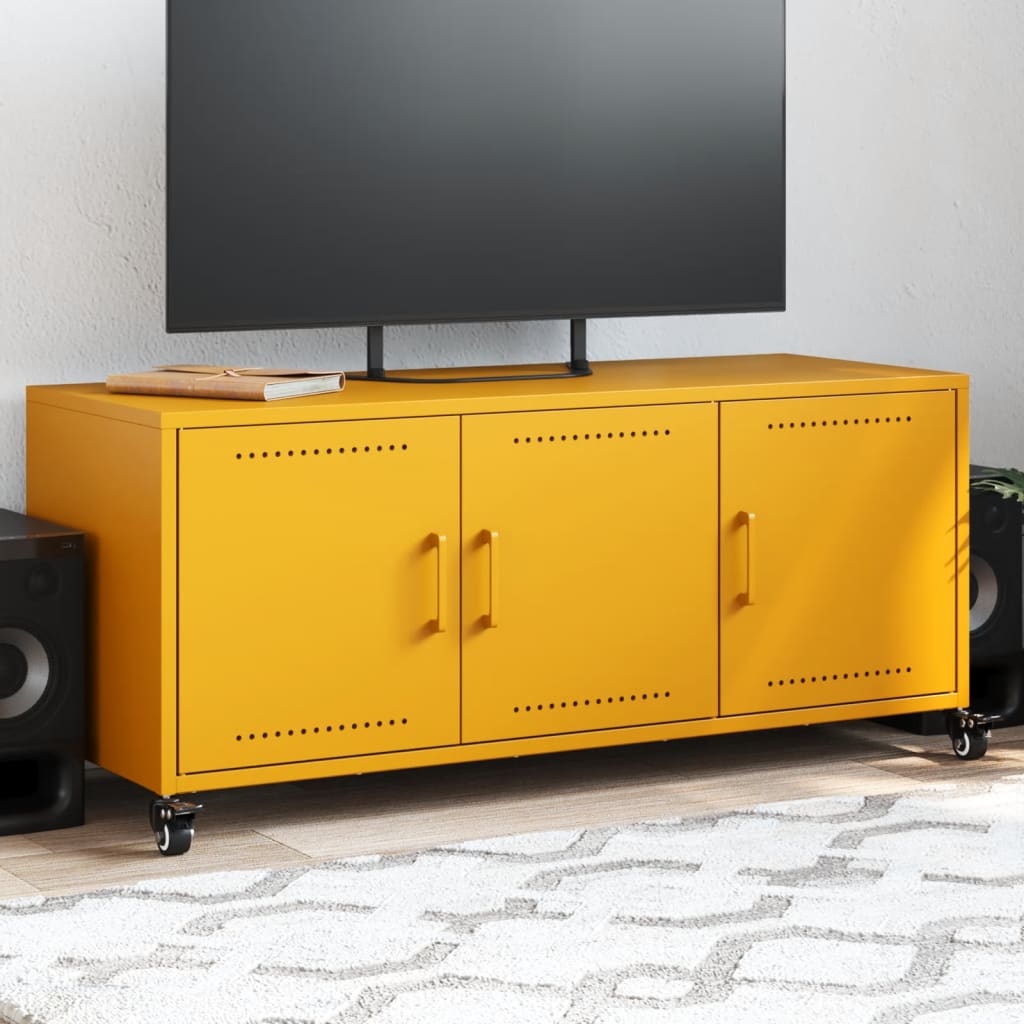 TV-taso sinapinkeltainen 100,5x39x43,5 cm teräs