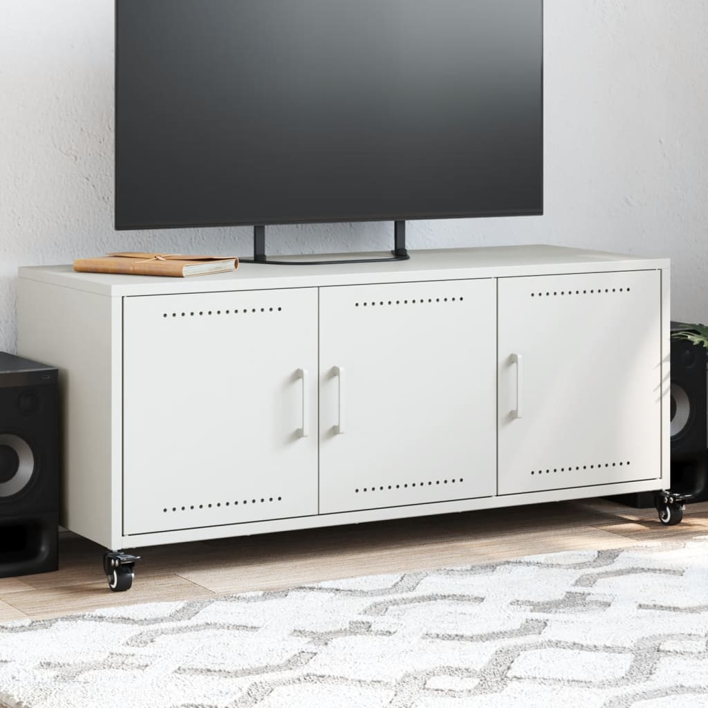 TV-taso valkoinen 100,5x39x43,5 cm teräs