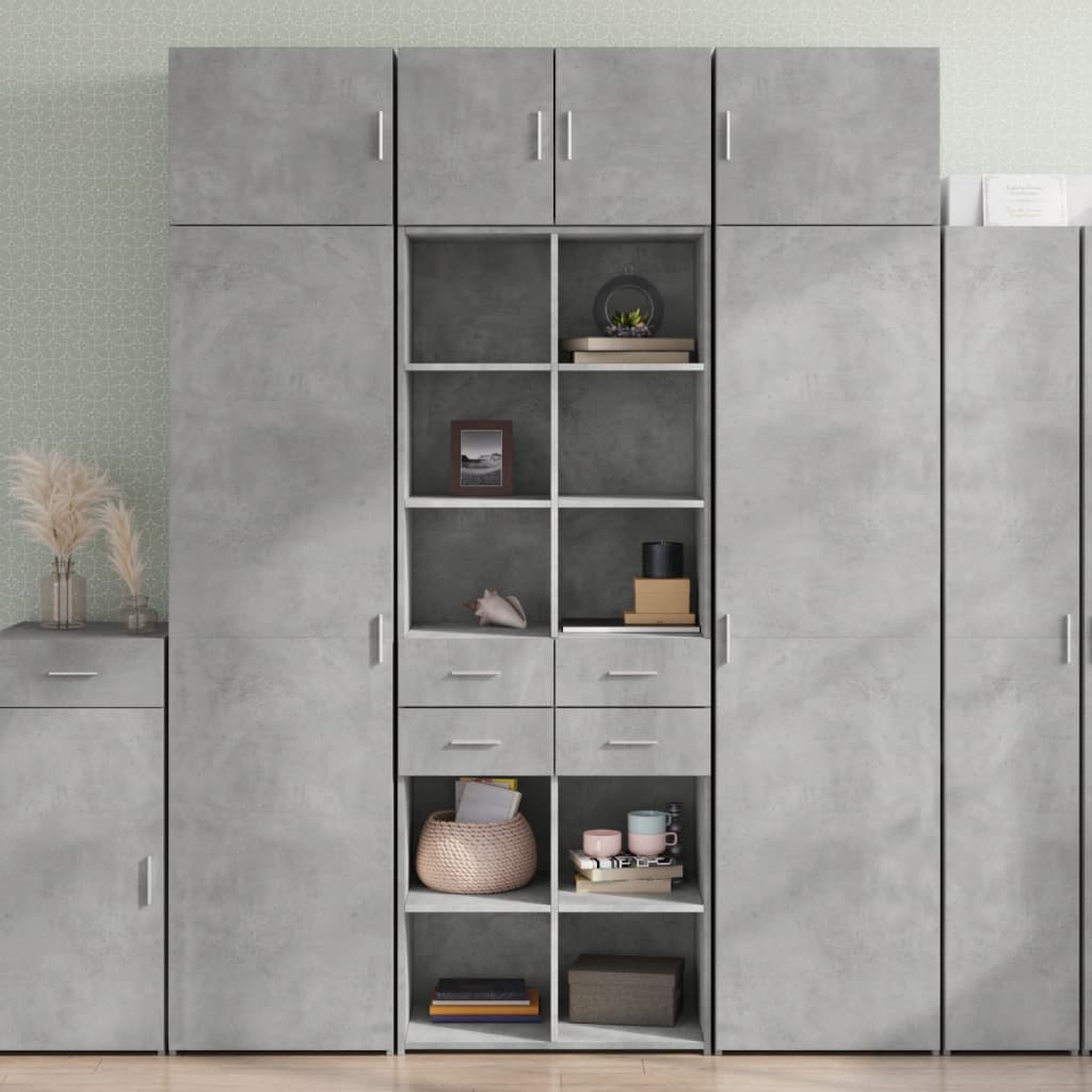 Kaappi betoninharmaa 70x42,5x185 cm tekninen puu