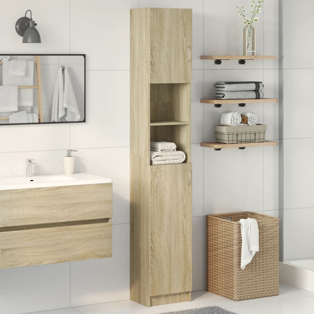 Kylpyhuonekaappi sonoma tammi 32x25,5x190 cm lastulevy