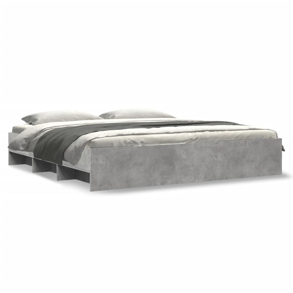 Sängynrunko betoninharmaa 200x200 cm tekninen puu
