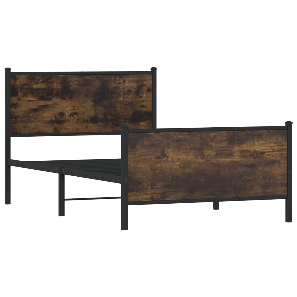 Metallinen sängynrunko ilman patjaa savutammi 100x190 cm