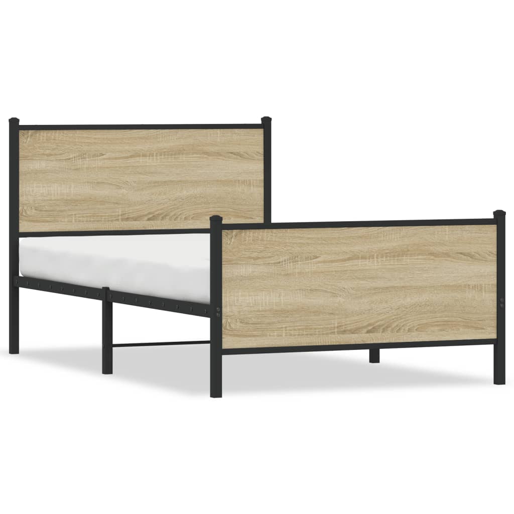 Metallinen sängynrunko ilman patjaa sonoma tammi 107x203 cm