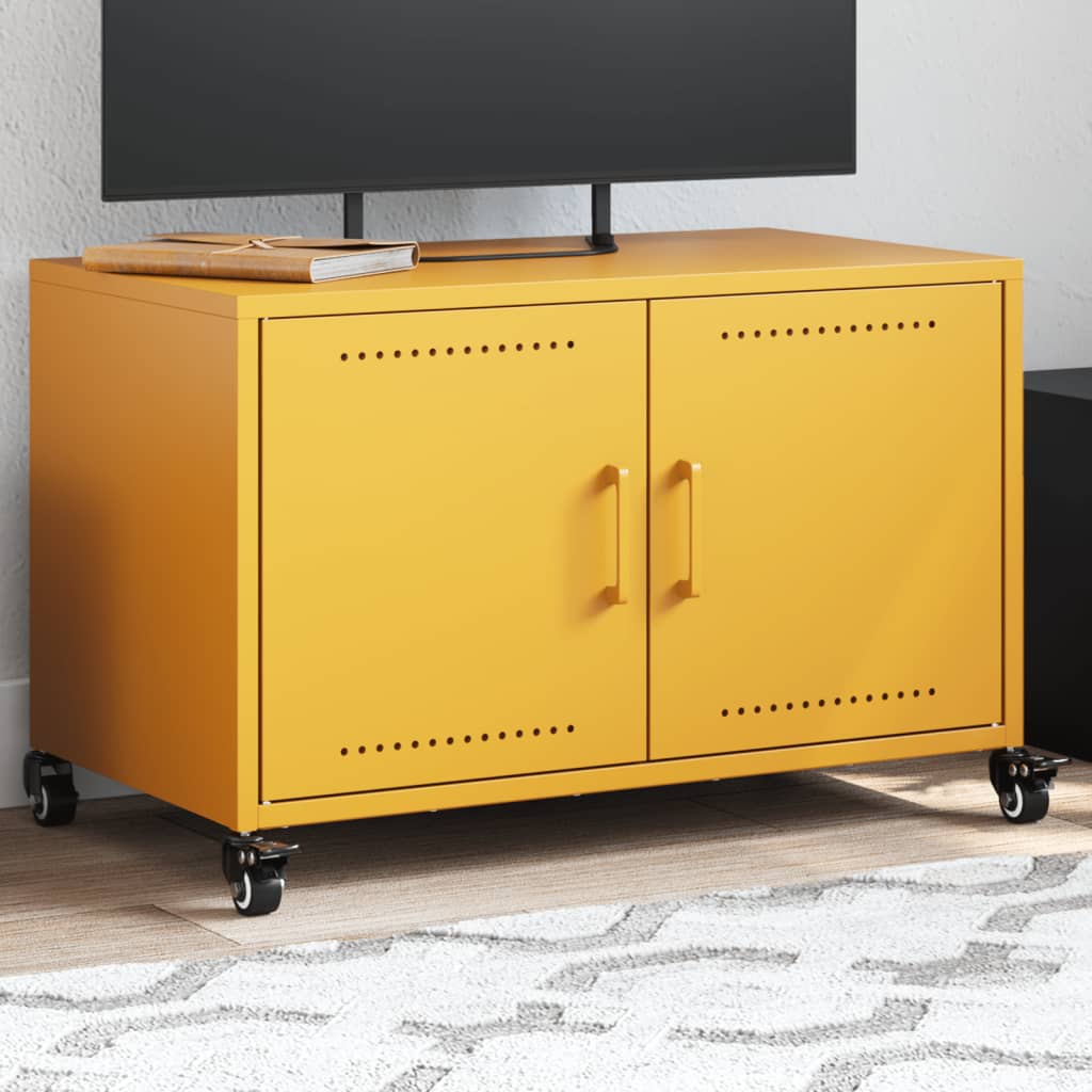 TV-taso sinapinkeltainen 68x39x43,5 cm teräs