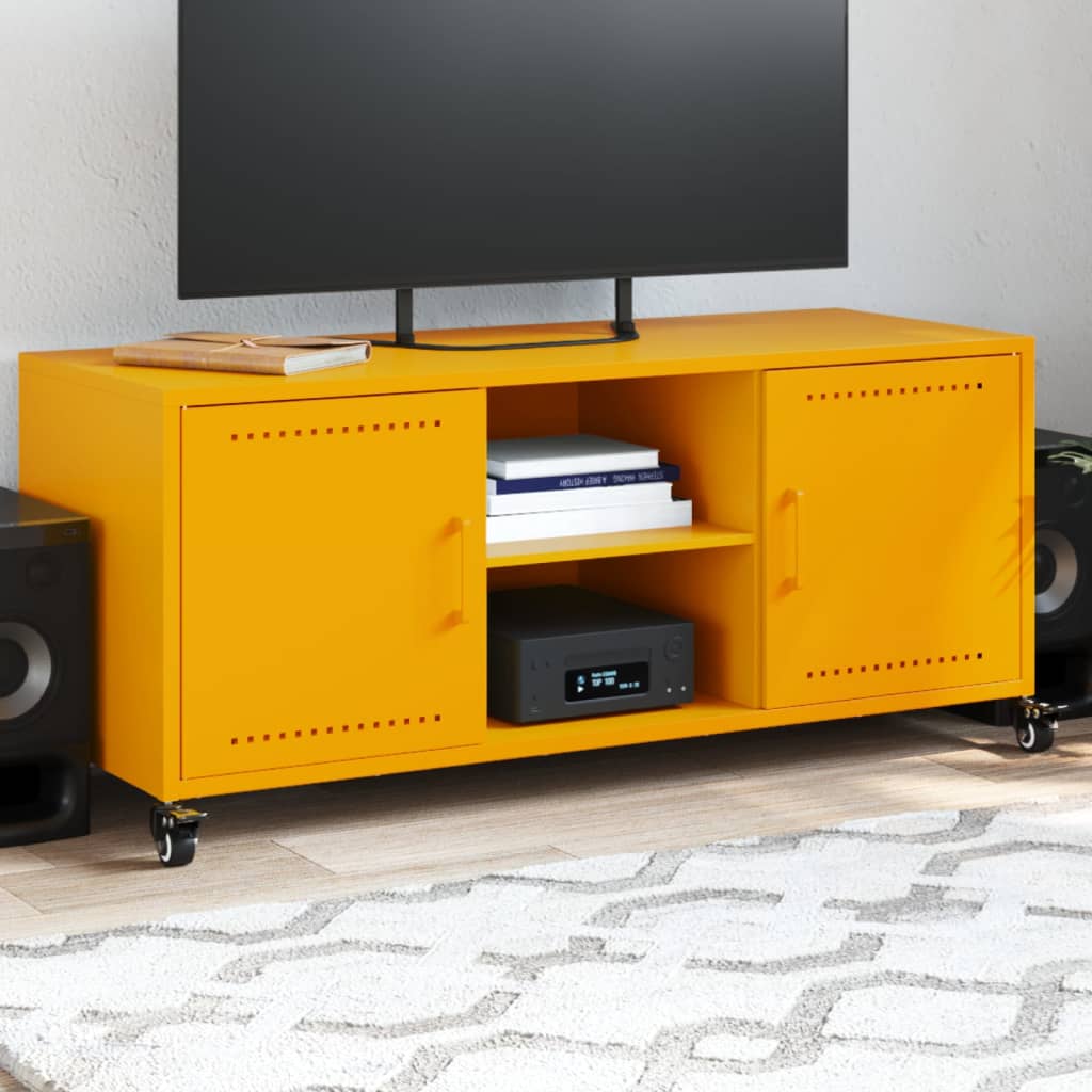 TV-taso sinapinkeltainen 100,5x39x43,5 cm teräs