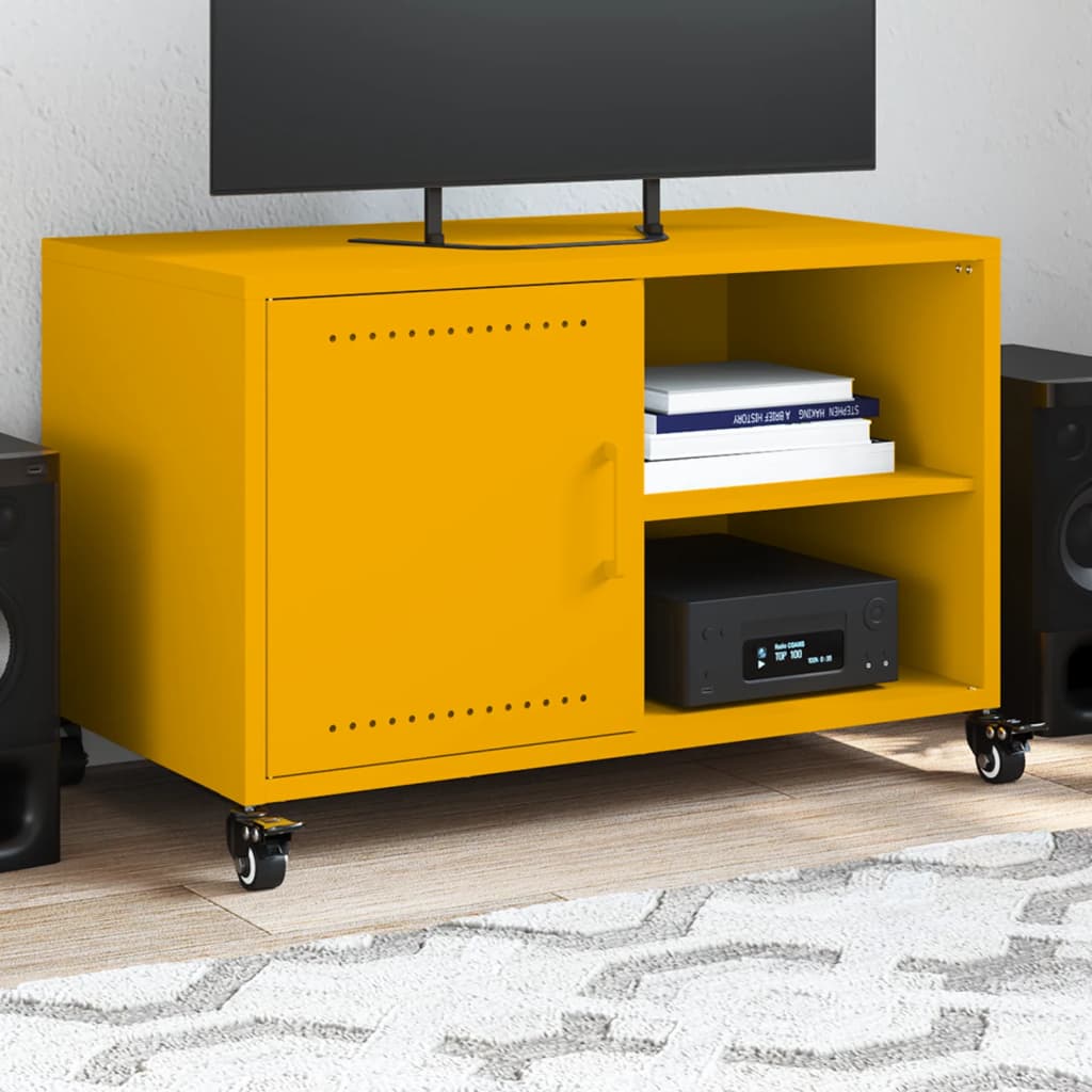 TV-taso sinapinkeltainen 68x39x43,5 cm teräs