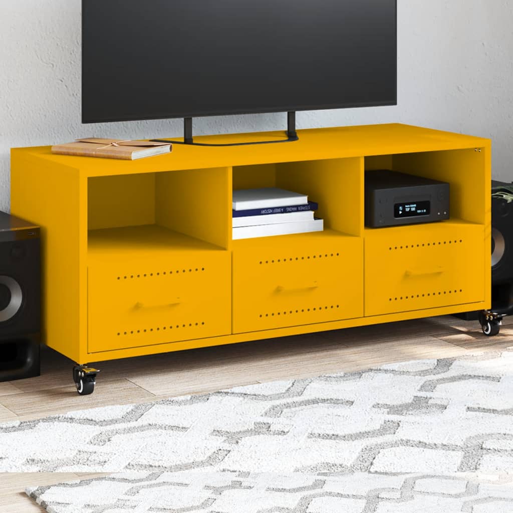 TV-taso sinapinkeltainen 100,5x39x43,5 cm teräs