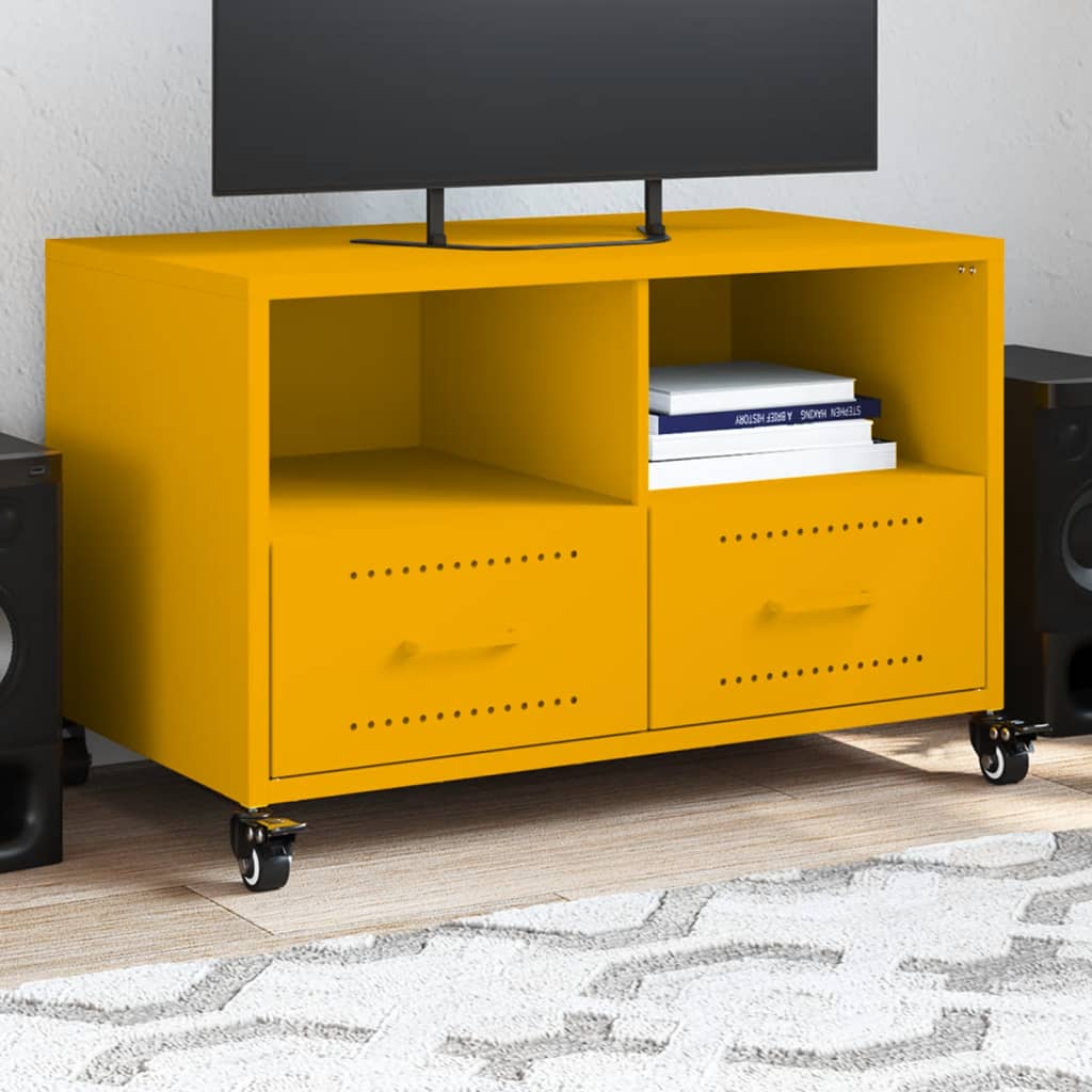 TV-taso sinapinkeltainen 68x39x43,5 cm teräs