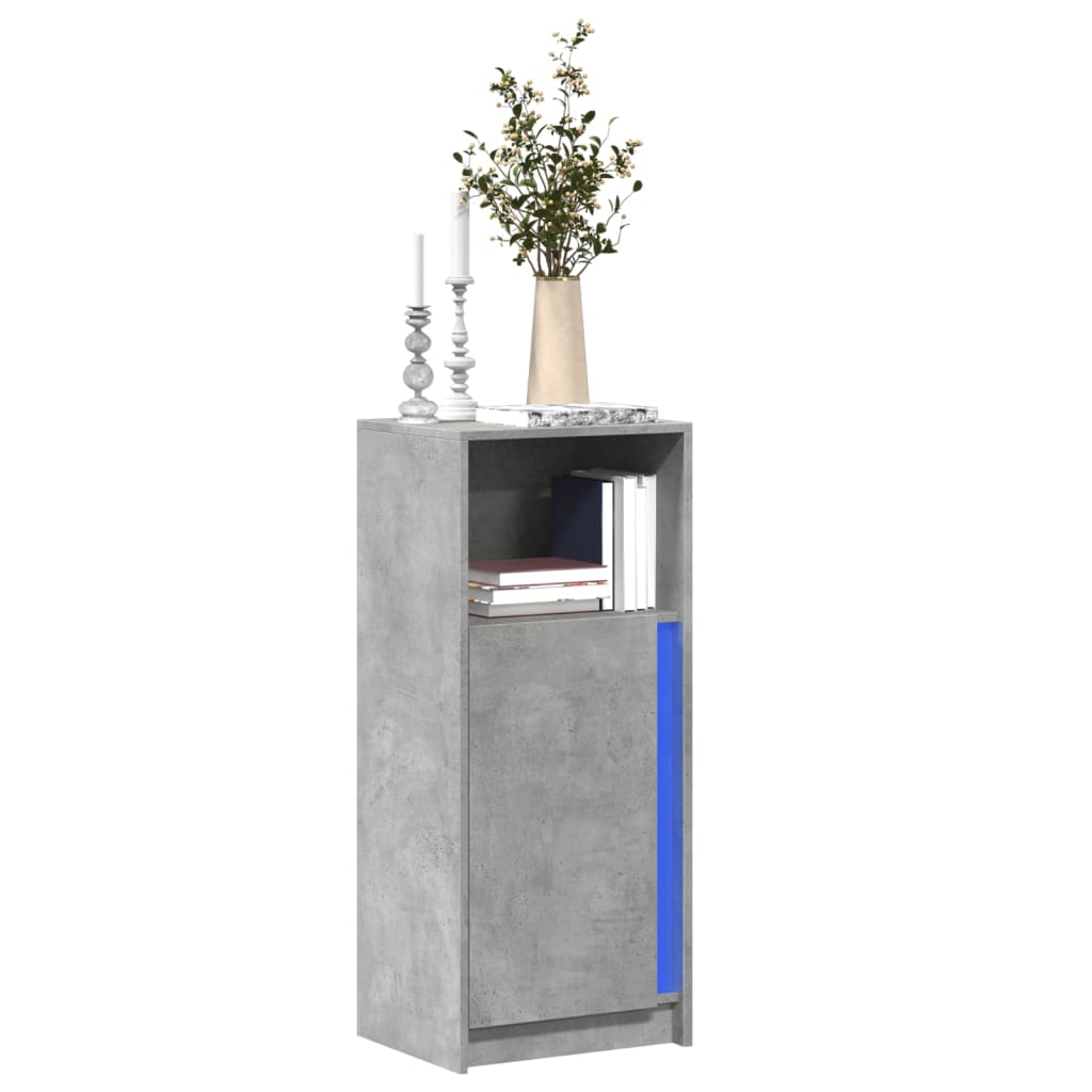Senkki LED-valoilla betoninharmaa 42,5x34x100 cm tekninen puu