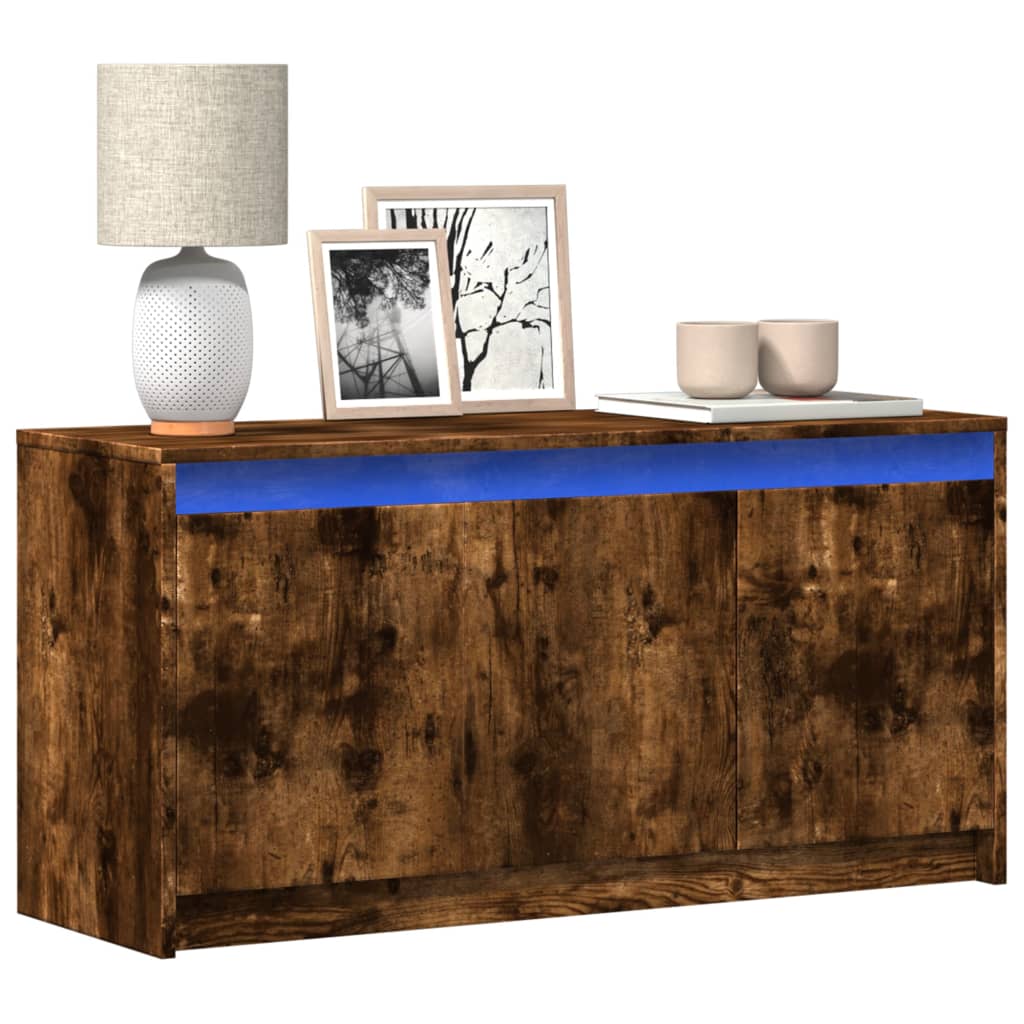 TV-taso LED-valoilla savutammi 100x34x50 cm tekninen puu