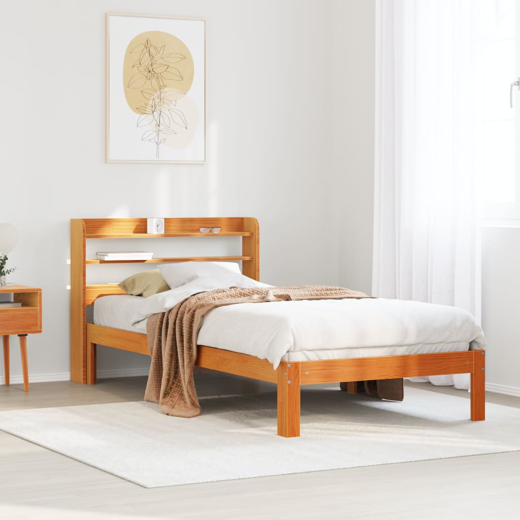 Sängynrunko ilman patjaa vahanruskea 75x190 cm täysi mänty
