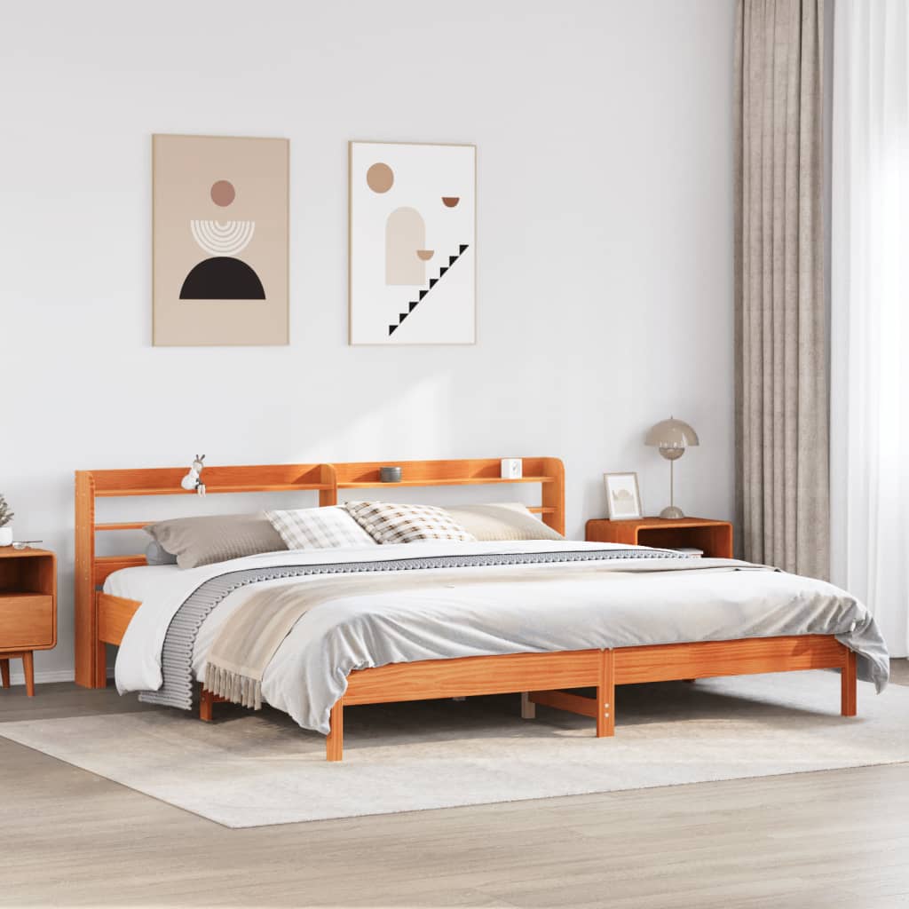Sängynrunko ilman patjaa vahanruskea 200x200 cm täysi mänty