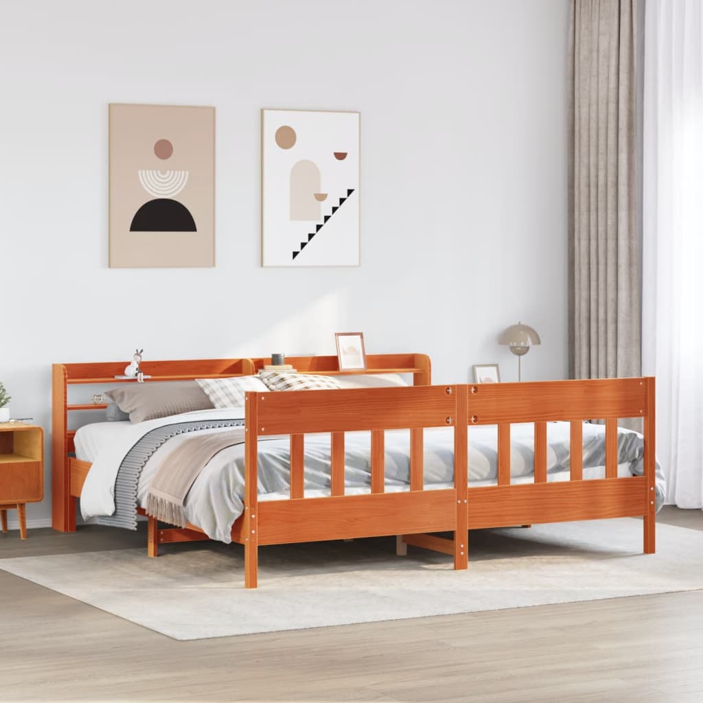 Sängynrunko ilman patjaa vahanruskea 180x200 cm täysi mänty