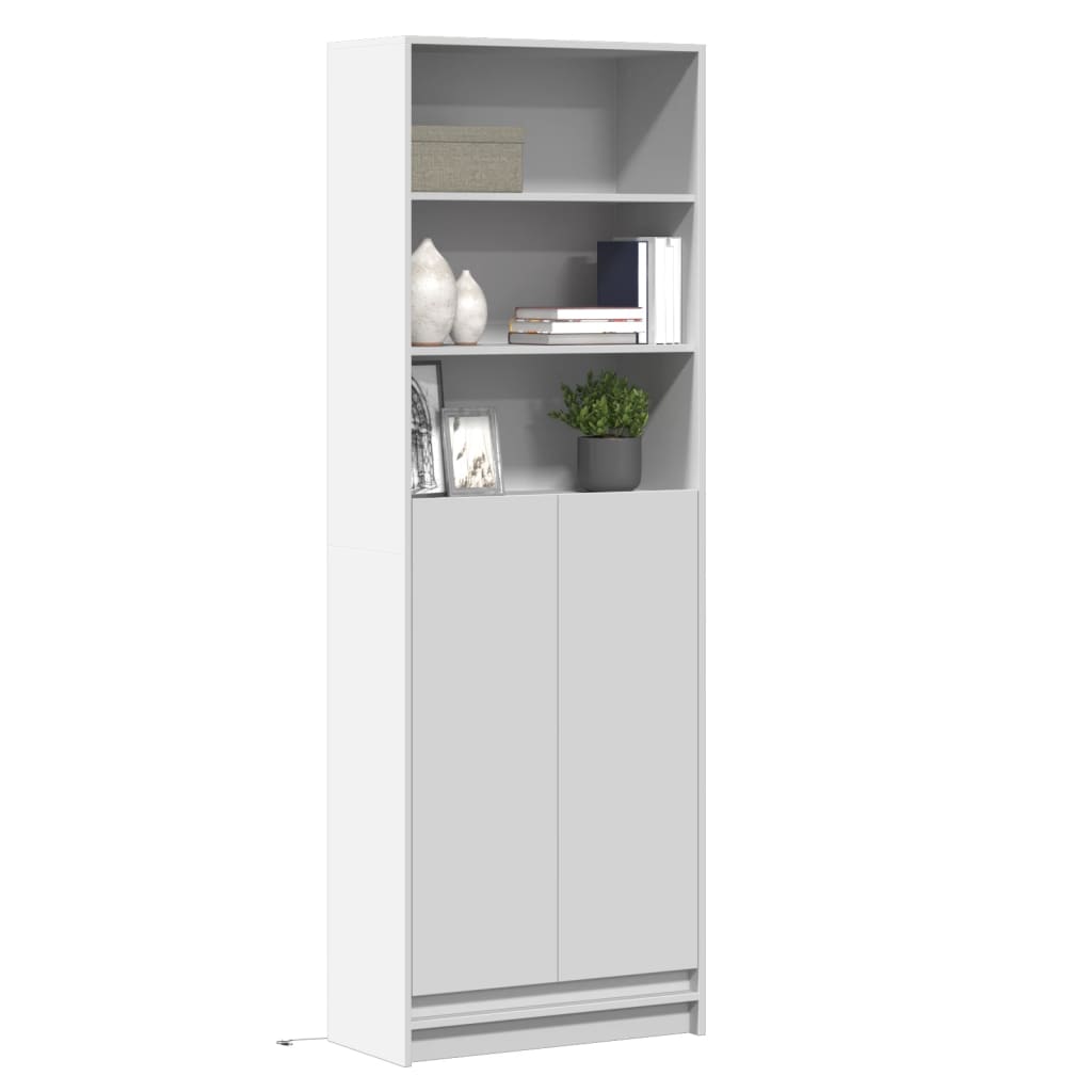 Kaappi LED-valoilla valkoinen 69x32,5x200 cm tekninen puu