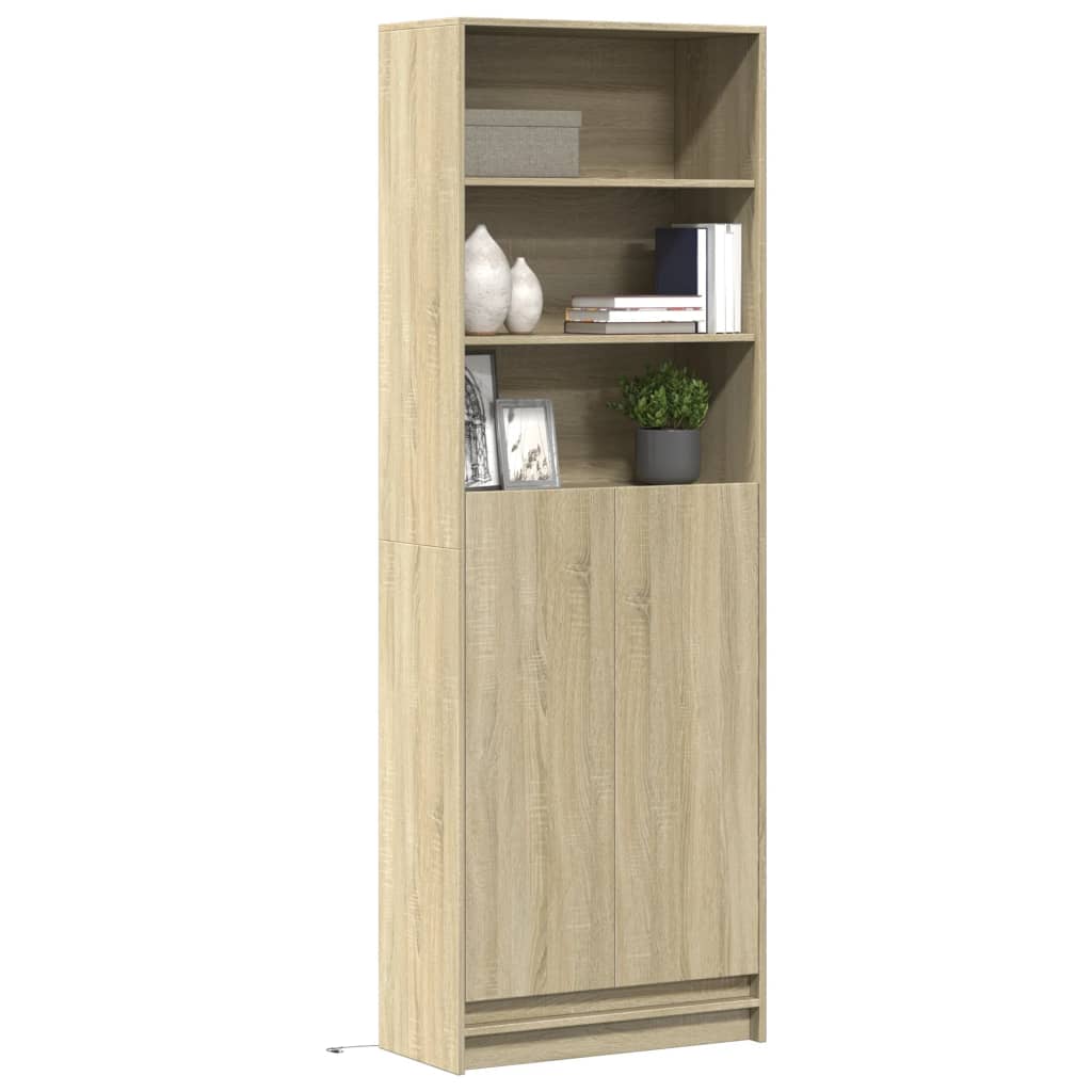 Kaappi LED-valoilla Sonoma-tammi 69x32,5x200 cm tekninen puu