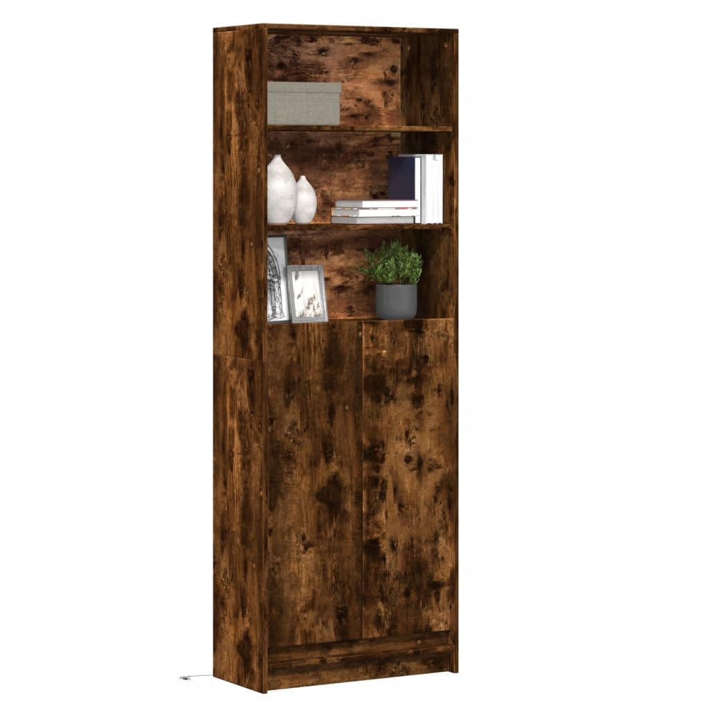 Kaappi LED-valoilla savutammi 69x32,5x200 cm tekninen puu