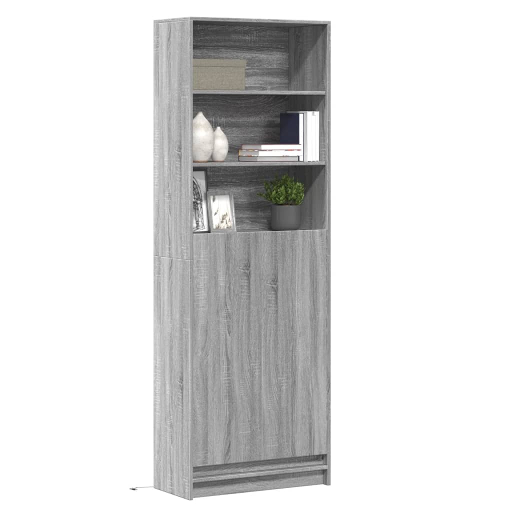 Kaappi LED-valoilla harmaa Sonoma 69x32,5x200 cm tekninen puu