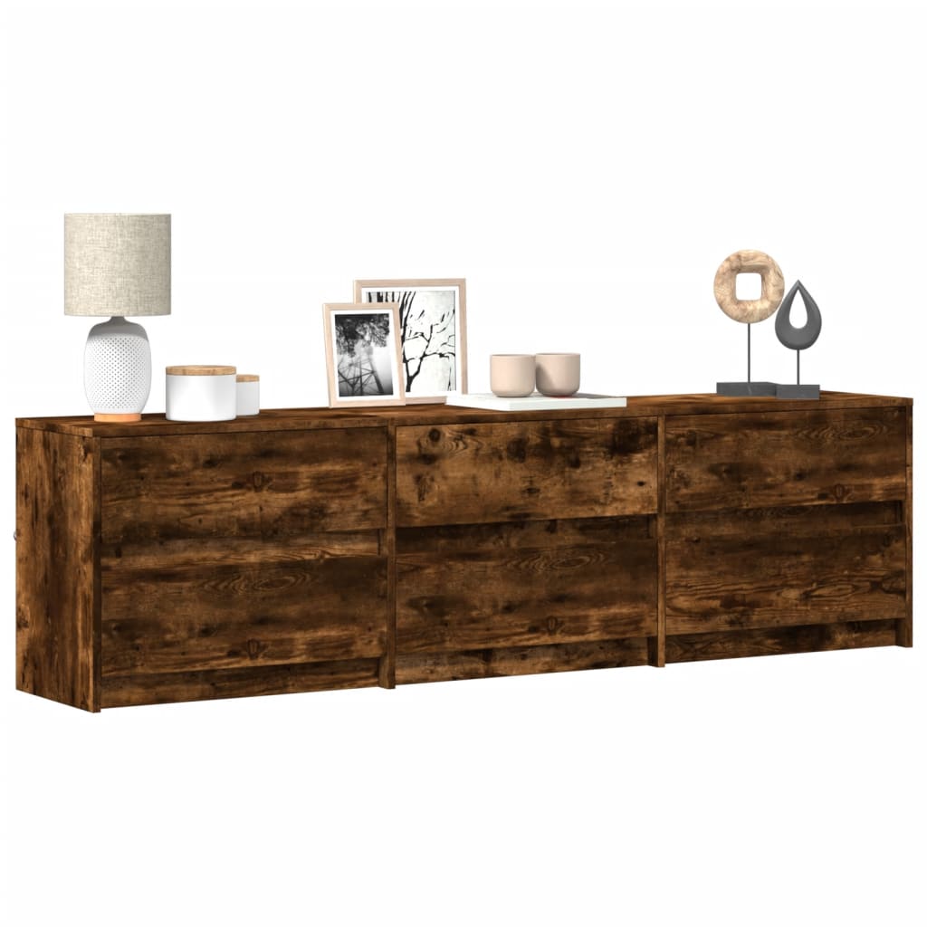 TV-taso LED-valoilla savutammi 180x34x50 cm tekninen puu
