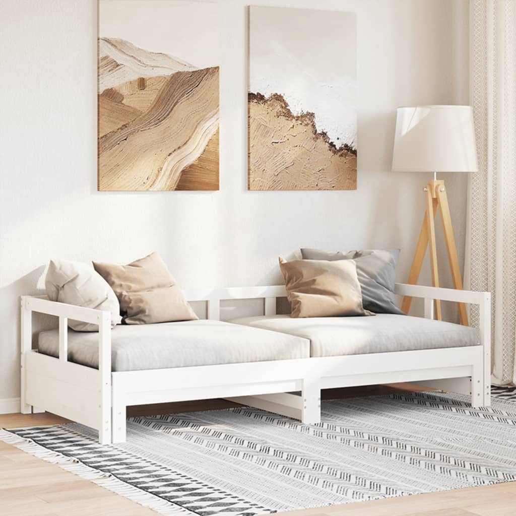 Vuodesohva ilman patjaa valkoinen 90x200 cm täysi mänty