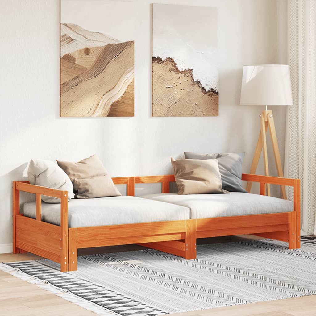 Vuodesohva ilman patjaa vahanruskea 90x190 cm täysi mänty