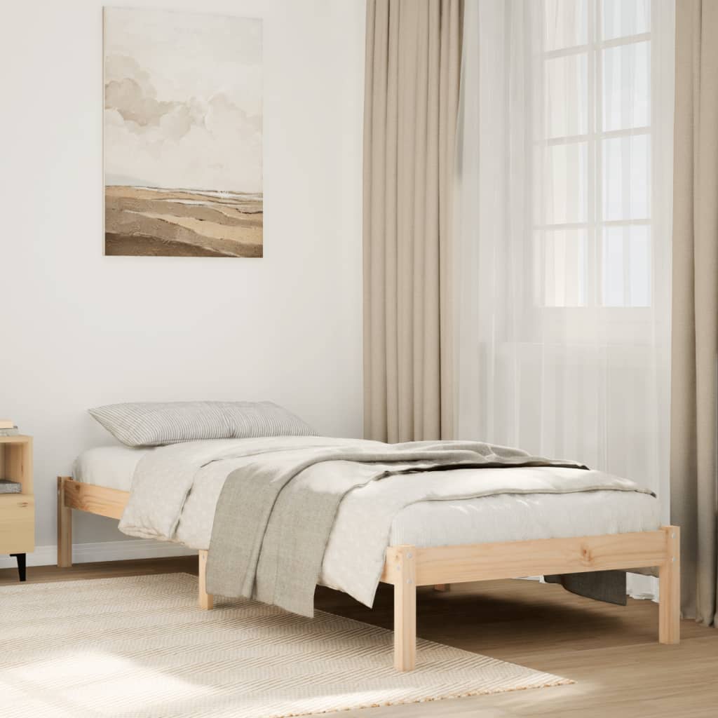 Sängynrunko erikoispitkä ilman patjaa 90x220 cm täysi mänty