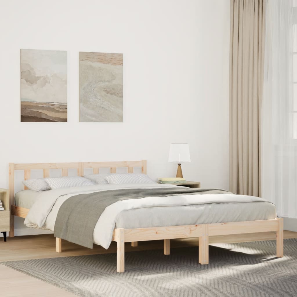 Sängynrunko erikoispitkä ilman patjaa 160x210 cm täysi mänty