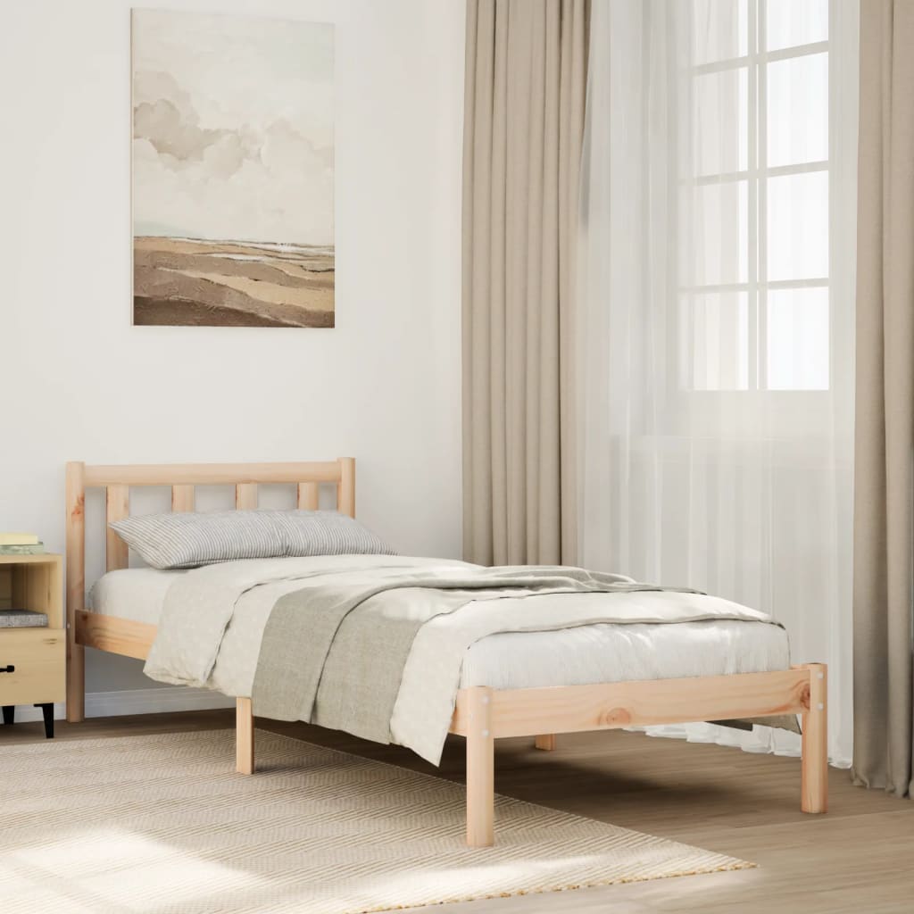 Sängynrunko erikoispitkä ilman patjaa 90x220 cm täysi mänty