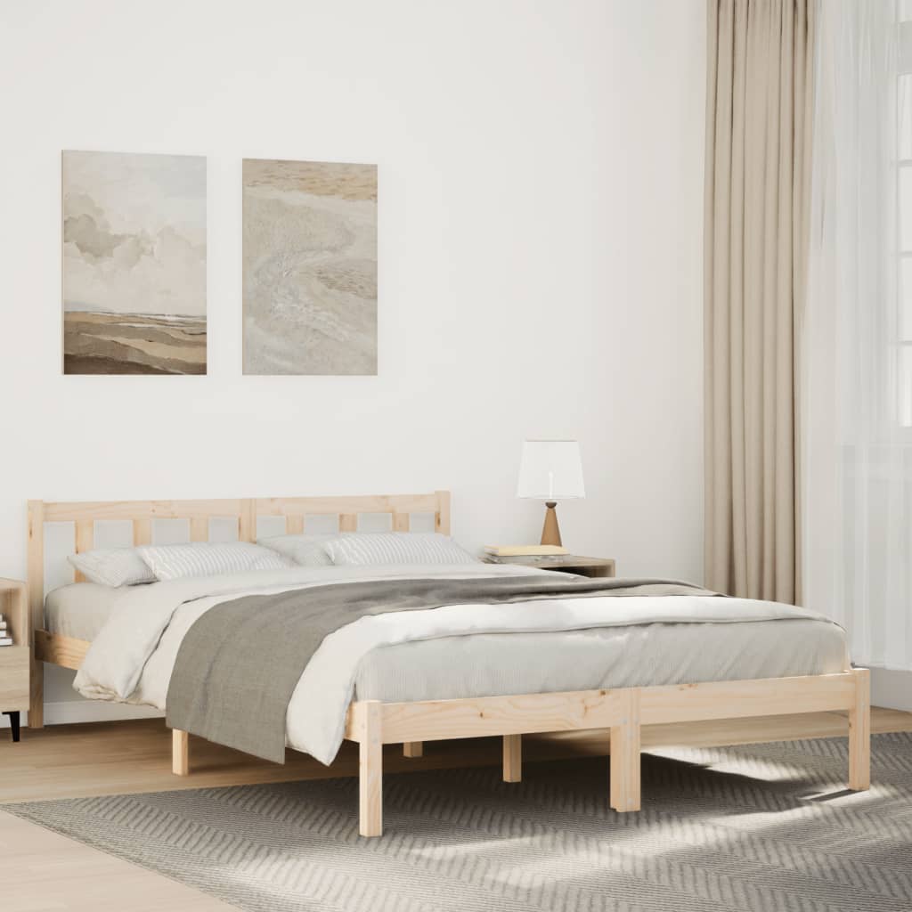 Sängynrunko erikoispitkä ilman patjaa 140x220 cm täysi mänty
