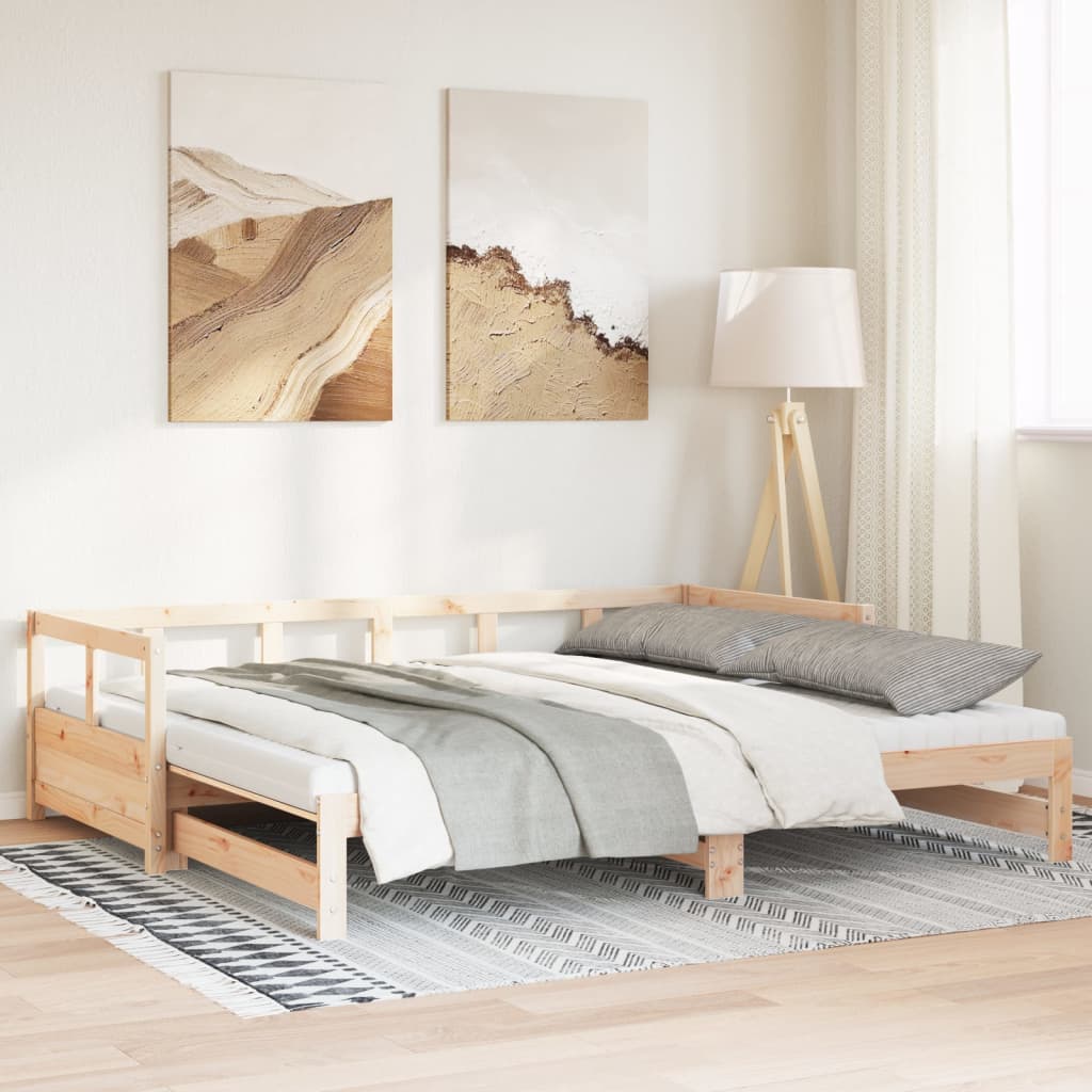 Vuodesohva rullilla ja patjoilla 90x200 cm täysi mänty