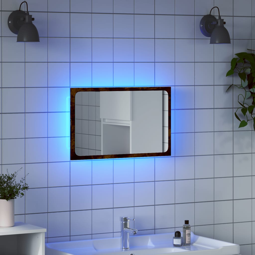 Kylpyhuoneen LED-peili Sonoma-tammi 60x8,5x38 cm tekninen puu