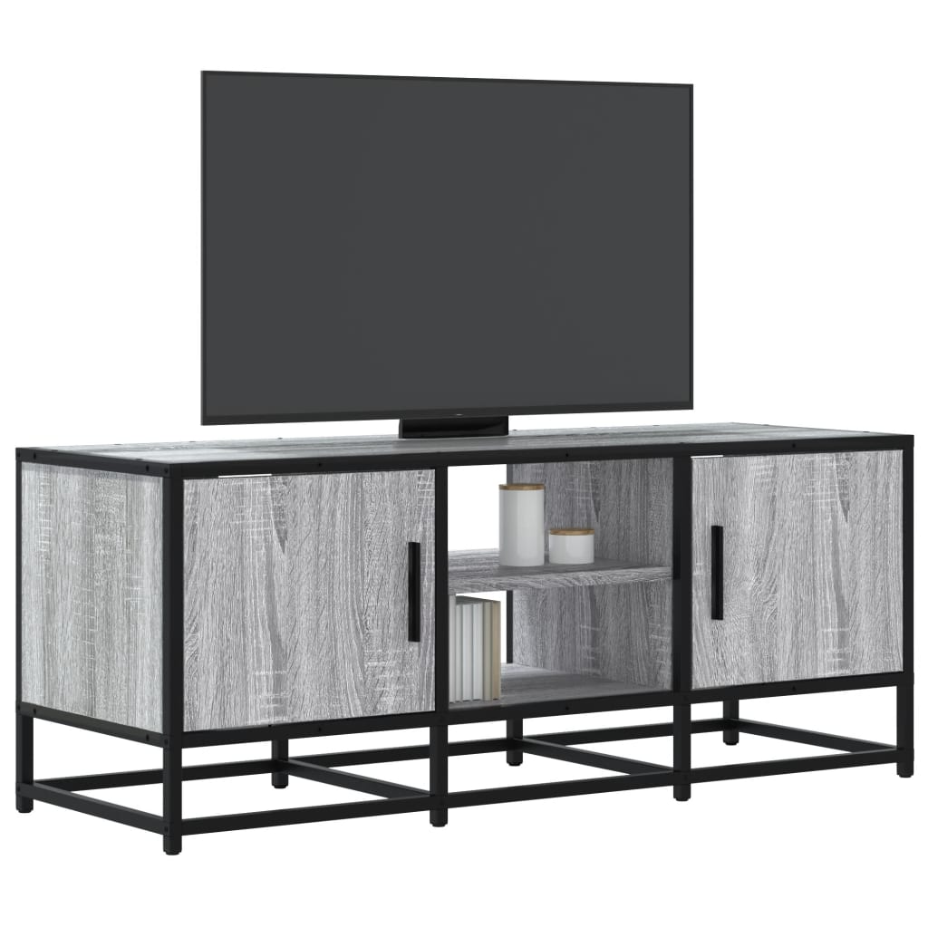 TV-taso harmaa Sonoma 100x35x41 cm tekninen puu ja metalli