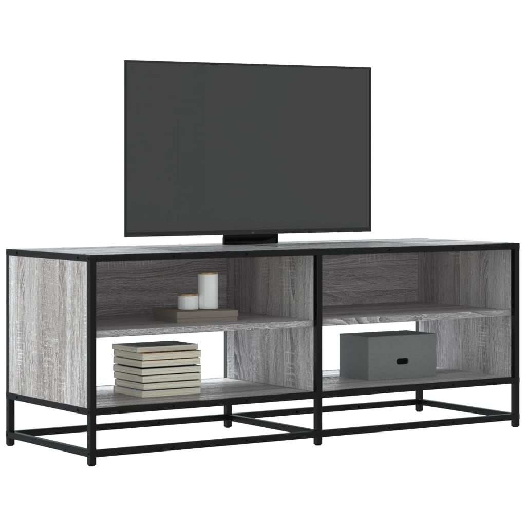 TV-taso harmaa Sonoma 120,5x40x46 cm tekninen puu ja metalli