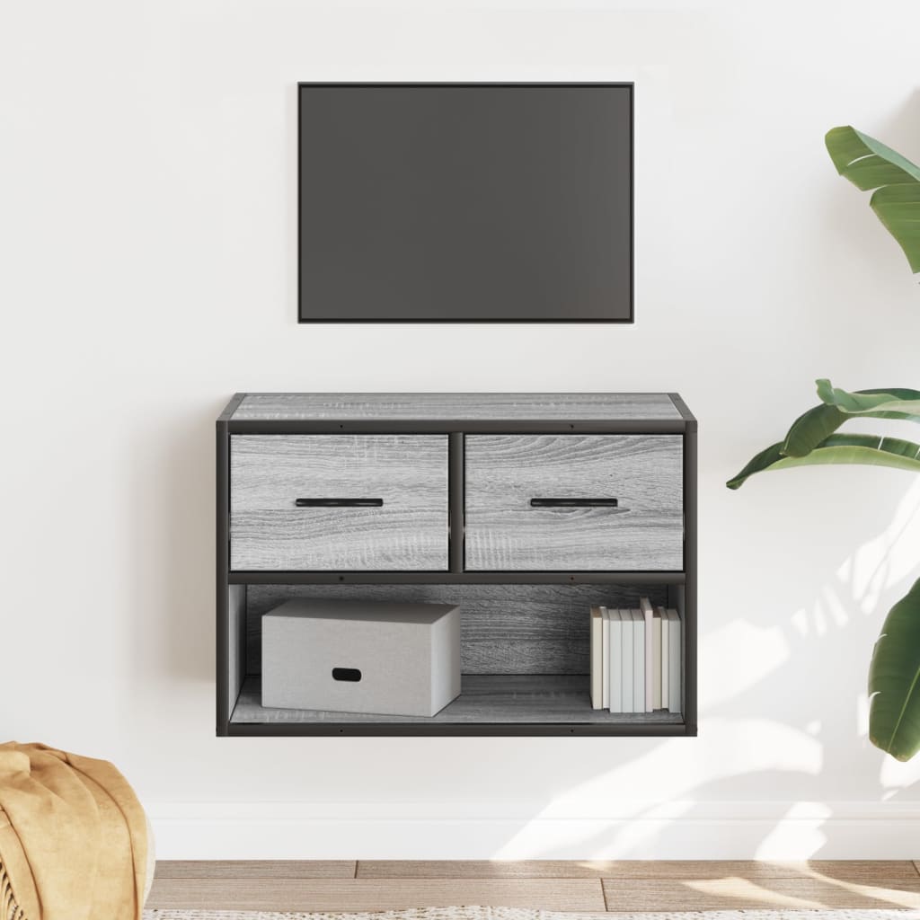 TV-taso harmaa Sonoma 60x31x39,5 cm tekninen puu ja metalli