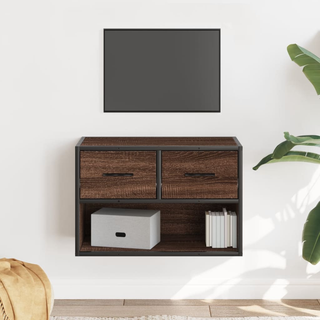 TV-taso ruskea tammi 60x31x39,5 cm tekninen puu ja metalli