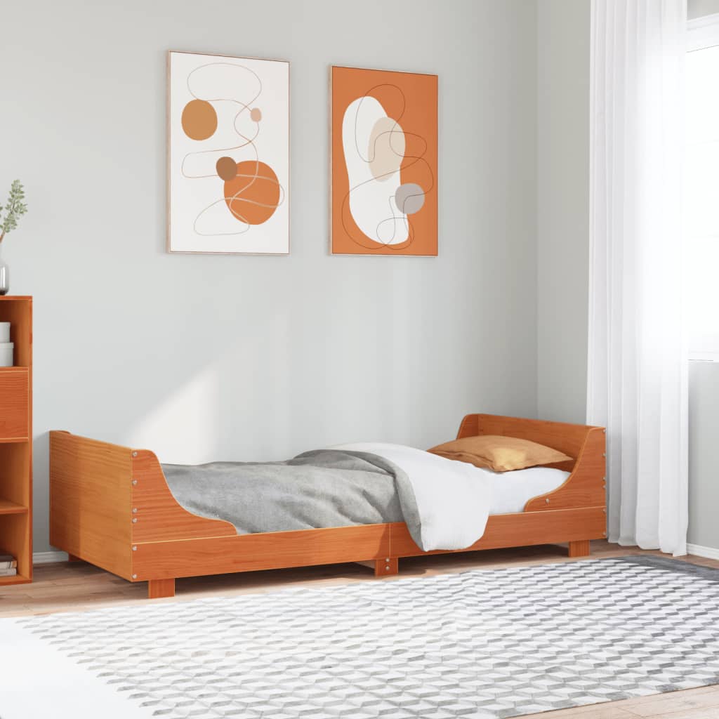 Sängynrunko ilman patjaa vahanruskea 75x190 cm täysi mänty