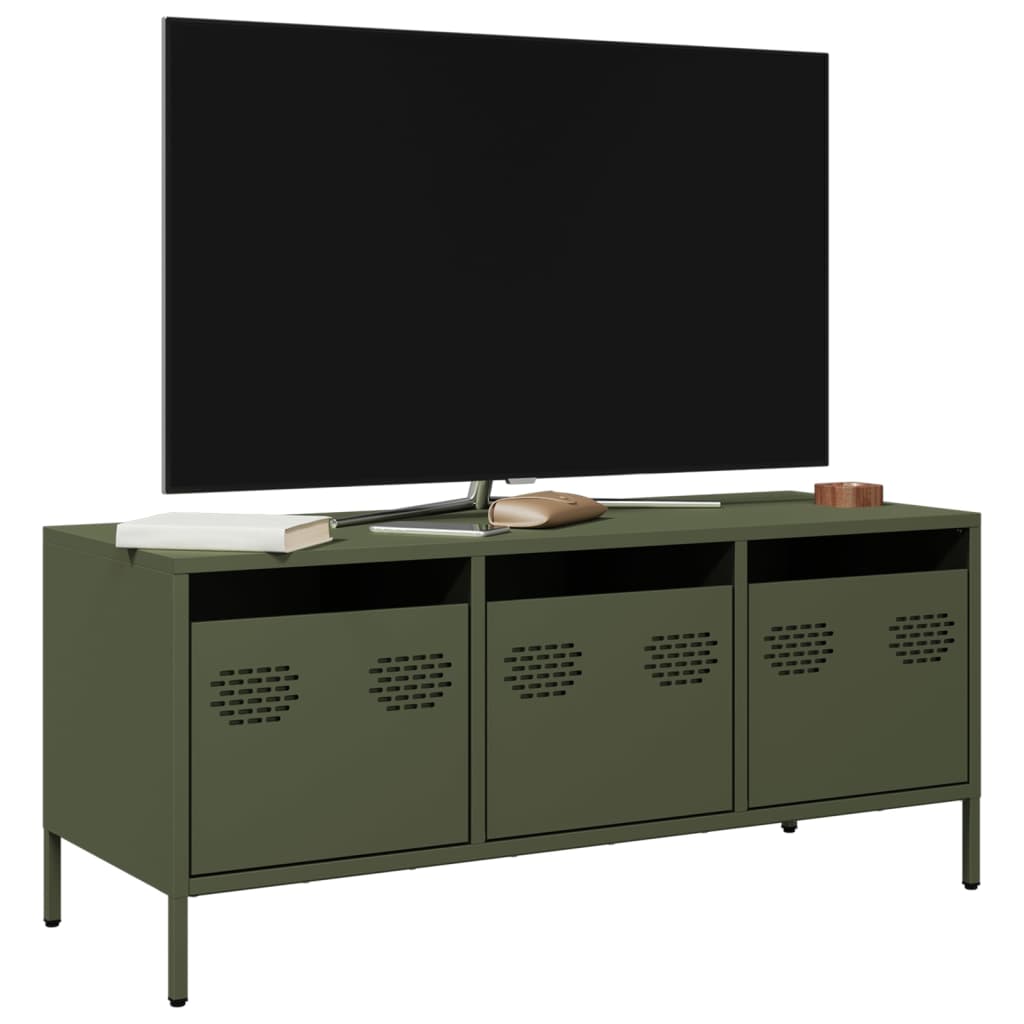 TV-taso oliivinvihreä 101,5x39x43,5 cm kylmävalssattu teräs