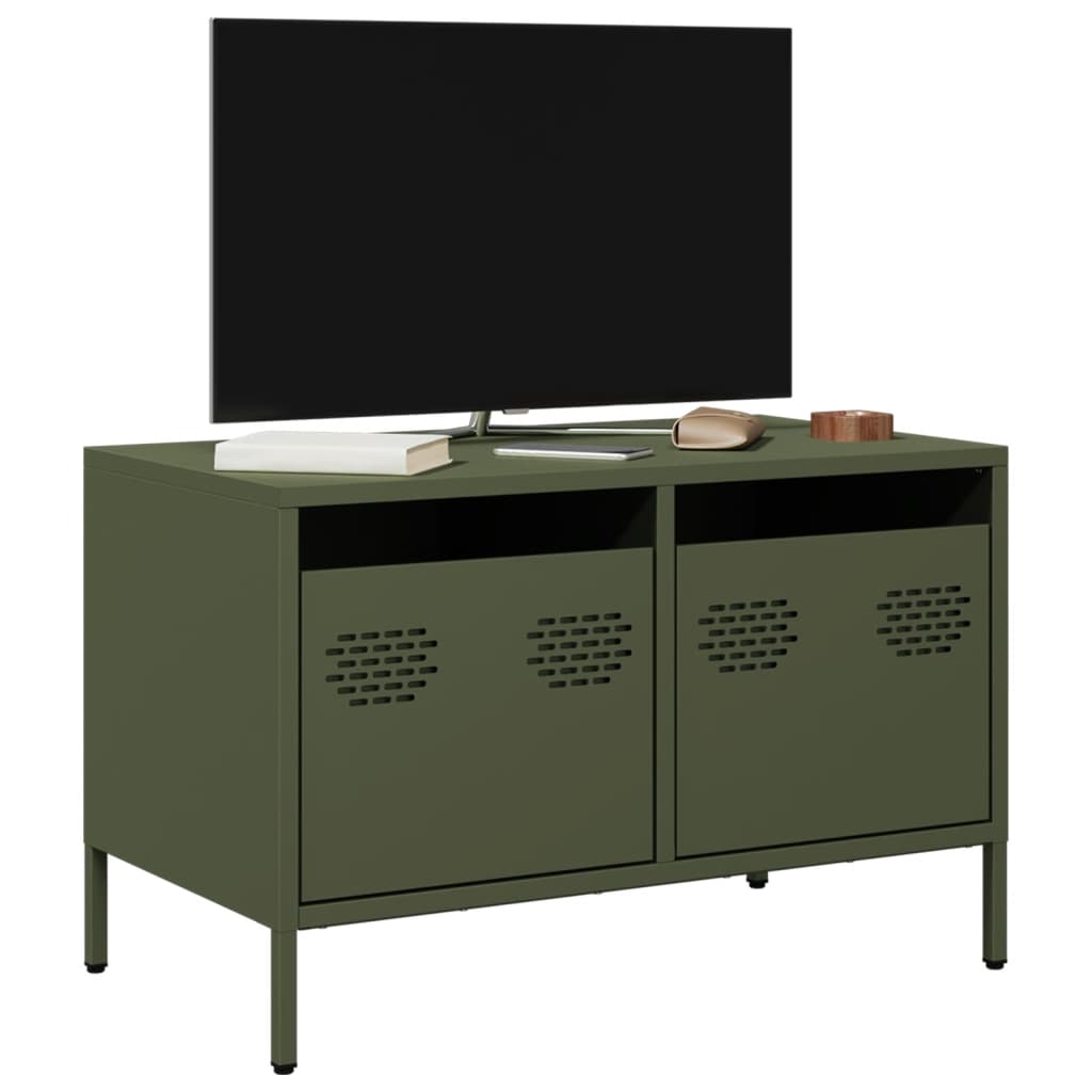 TV-taso oliivinvihreä 68x39x43,5 cm kylmävalssattu teräs