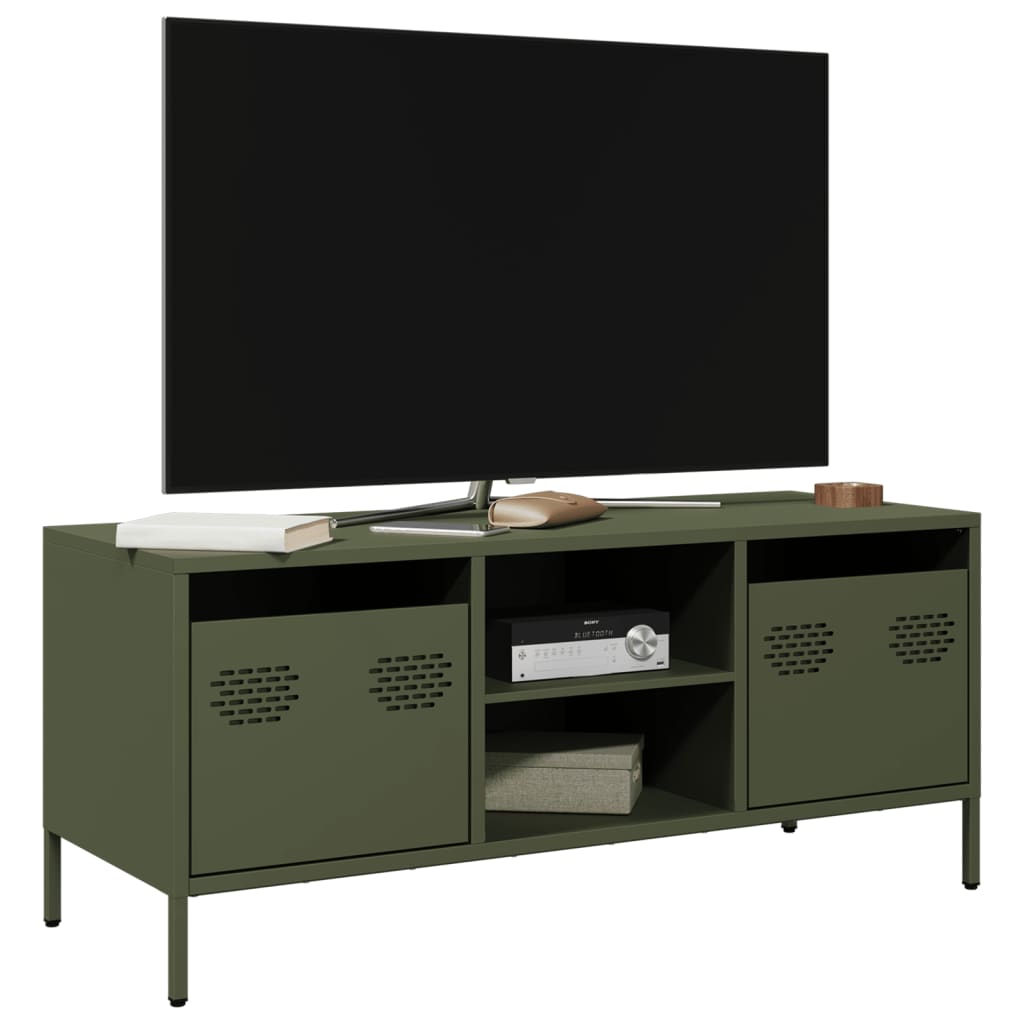 TV-taso oliivinvihreä 101,5x39x43,5 cm kylmävalssattu teräs