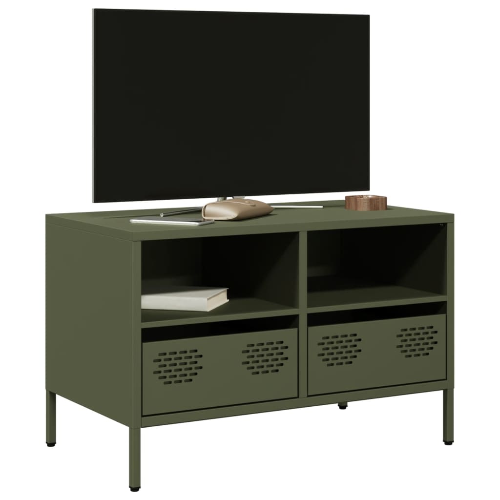 TV-taso oliivinvihreä 68x39x43,5 cm kylmävalssattu teräs